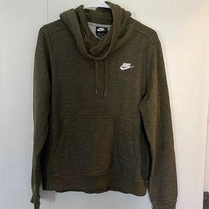 Nike olive green slouchy cowl neck hoodie